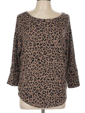 Market & Spruce Animal Print Lightweight 3/4 Sleeve Sweater Size Large